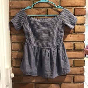 An off the shoulder blouse